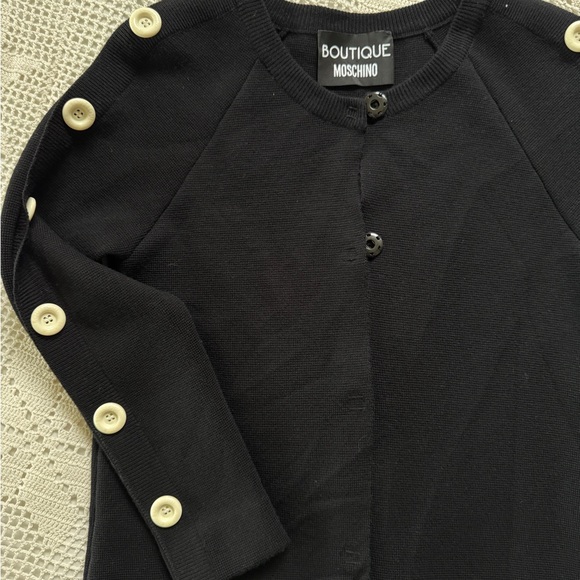 Boutique Moschino 100% Wool Black Dress with White Button Accents - Picture 9 of 17